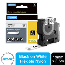 Load image into Gallery viewer, DYMO RhinoPRO Nylon Labels Industrial Flexible 19mm x 3.5m Black on White