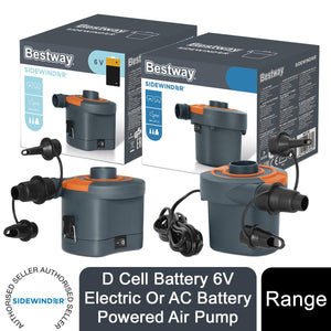 Bestway Sidewinder D Cell Battery 6V Electric Or AC Battery Powered Air Pump