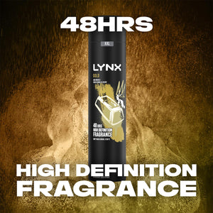 3pk Each Bundle of Lynx Gold For Men Body Spray 250ml with Body Wash 400ml