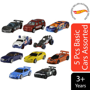 Hot Wheels PK5  Mini Toy Cars (Assorted) & Track Builder Multi-Lane Speed Box
