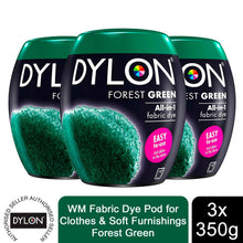 Load image into Gallery viewer, DYLON Washing Machine Fabric Dye Pod, Forest Green, 3 Packs of 350g