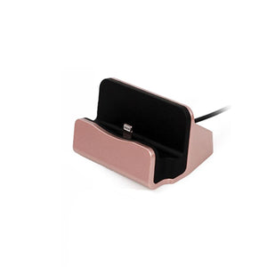 Aquarius Desktop Charging Dock with Braided Cables, Rose Gold