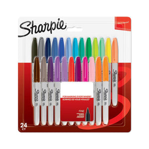 Sharpie Permanent Marker Pens Fine Point Assorted Colours Pack of 24 For School