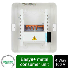 Load image into Gallery viewer, Schneider Electric Easy9+ EZ9E4MCU Consumer Unit 4 Way Surface Mount Metal