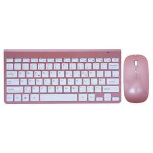 Aquarius Optical Wireless Keyboard and Mouse USB Receiver Kit For PC, Rose Gold