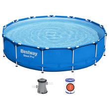 Load image into Gallery viewer, Bestway Round Steel Pro Blue or Steel Pro MAX Stone Wall Pool with Filter Pump