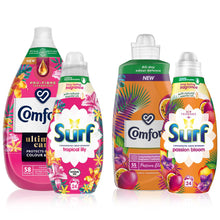 Load image into Gallery viewer, Surf Washing Liquid &amp; Comfort Conditioner Passion Bloom &amp; Tropical Lily Summer Fragrance Bundle