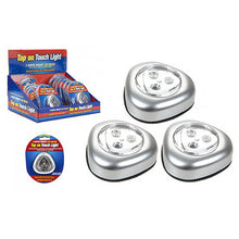 Load image into Gallery viewer, PMS Battery-Powered Self-Adhesive Sticker On Backside 3x LED Push Lights, 3 Pack