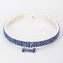 Load image into Gallery viewer, AQ Luxury Diamond Rhinestones &amp; Thick Silver Plating Medium Collar for Pet -Blue