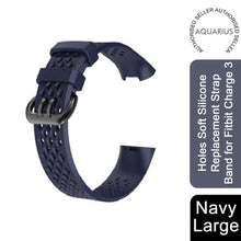 Load image into Gallery viewer, AQ Holes Soft Silicone Replacement Strap Band for Fitbit Charge 3 - Navy Large