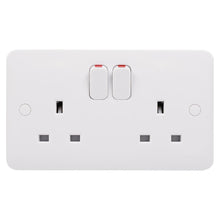 Load image into Gallery viewer, Schneider Lisse Moulded Switched 2 Gang 1 Power Socket 13A GGBL3020 White 5 Pack