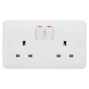 Schneider Lisse Moulded Switched 2 Gang 1 Power Socket 13A GGBL3020 White 5 Pack