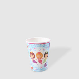 Mermaid Design Disposable 12 Paper Cups For Picnics, Parties & Barbecues