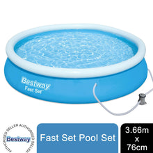 Load image into Gallery viewer, Bestway Inflatable Family Paddling Swimming Round Pool 12ft X 30&quot; With Filter Pump, 5377L