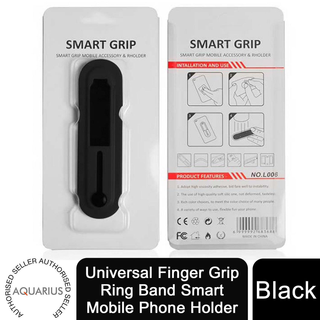 Aquarius Universal Finger Grip Ring Band Smart Mobile Phone Holder - Black