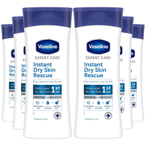 6x400ml Vaseline ExpertCare Instant DrySkin Rescue or Elasticity Restore Lotion