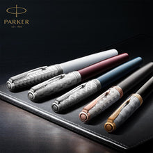 Load image into Gallery viewer, Parker Sonnet Ballpoint Pen Grey Satin Rose Gold Trim Medium Black Ink Gift Box
