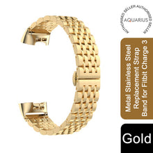 Load image into Gallery viewer, Aquarius Metal Stainless Steel Replacement Strap Band for Fitbit Charge 3, Gold