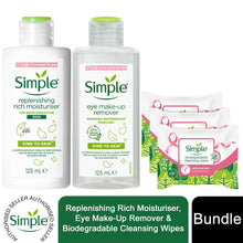 Load image into Gallery viewer, Simple Kind to Skin Bundle of Eye Makeup Remover, Rich Moisturiser &amp; Wipe