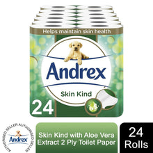 Load image into Gallery viewer, Andrex Toilet Roll Skin Kind with Aloe Vera Extract 2 Ply Toilet Paper, 24 Rolls