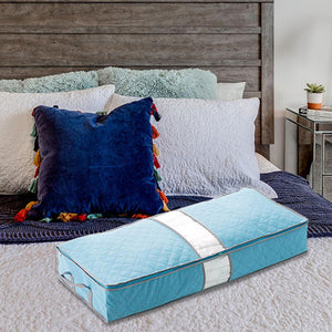 Large Zipped Handles Non-Woven Space Saving Storage Bag Blue