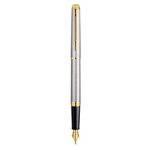 Load image into Gallery viewer, Waterman Hemisphere Fountain Pen StainlessSteel Gold Trim Black Ink Gift Box