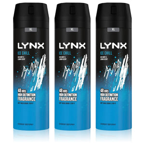 Lynx XL 48-Hour High Definition Fragrance Body Spray Deodorant, 3 Pack, 200ml