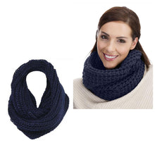 Load image into Gallery viewer, Ladies Winter Neck Warmer Circle Loop Crochet Cowl Plain Snood Scarf with Lurex Teal