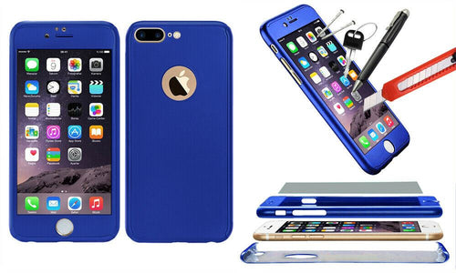 1x Hybrid 360 New Shockproof Case Tempered Glass Cover For iPhone 8+ - Blue