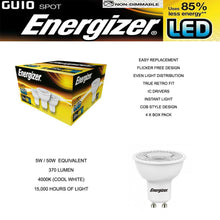 Load image into Gallery viewer, 4 Pack ENERGIZER LED S9451 GU10 370LM Energy Saving Bulbs