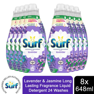 4x or 8x (96W or 192W) Surf Long Lasting Fragrance Liquid Detergent 24W, 648ml