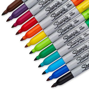 Sharpie Permanent Marker Pens Fine Point Assorted Colours Pack of 12 For School