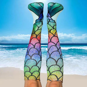 Mermaid Tail 3D Print Women Girl Knee High Boot Socks