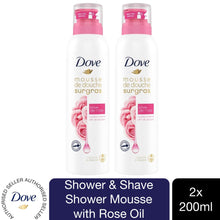 Load image into Gallery viewer, 2 Pack of 200ml Dove Shower and Shave Rose Shover Mousse with Rose Oil
