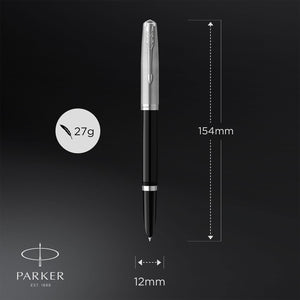 Parker 51 Fountain Pen Black Barrel Chrome Trim Fine Nib Black Ink Gift Box