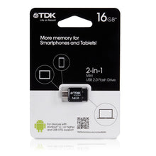 Load image into Gallery viewer, TDK Mini USB 2.0 flash drive 16go USB Key 2 in 1