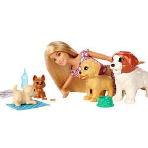 Barbie® Doggy Daycare Doll, Blonde, and Pets Playset with 4 Dogs