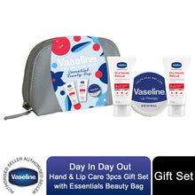 Load image into Gallery viewer, Vaseline Day In Day Out Hand &amp; Lip Care Essentials Beauty Bag 3pcs Gift Set