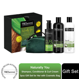 TRESemme Naturally You Hair Care Gift Set for Her with Green Cosmetic Bag