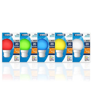 Status LED Assorted Colours Round Leo Bulbs 0.5 W , Pack of 5