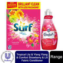 Load image into Gallery viewer, 130W Surf TropicalLilyLaundryPowder&amp;36WComfort Strawberry&amp;Lily FabricConditioner