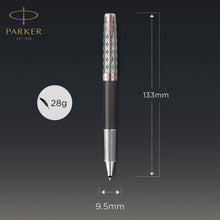 Load image into Gallery viewer, Parker Sonnet Rollerball Pen Metal Grey Satin Rose Gold  Fine Point Black Ink