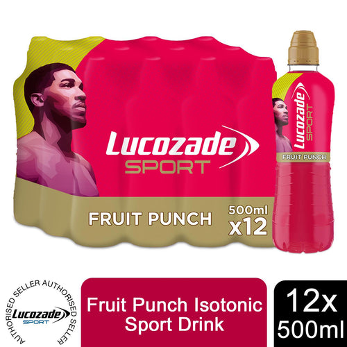 12 Pack of Lucozade Fruit Punch Apple & Raspberry Sports Drink, 500ml