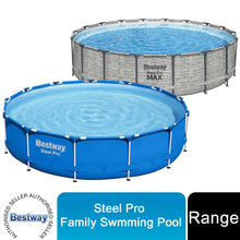 Load image into Gallery viewer, Bestway Round Steel Pro Blue or Steel Pro MAX Stone Wall Pool with Filter Pump