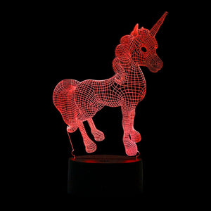 Aquarius LED 3D Colour Changing Hologram Night Light and Desk Lamp - Unicorn