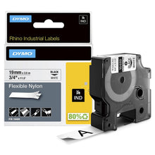 Load image into Gallery viewer, DYMO RhinoPRO Nylon Labels Industrial Flexible 19mm x 3.5m Black on White