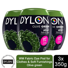 Load image into Gallery viewer, DYLON Washing Machine Fabric Dye Pod, Olive Green, 3 Packs of 350g