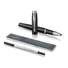 Load image into Gallery viewer, Parker IM Rollerball Pen Black Lacquer Fine Point Black Ink Gift Box