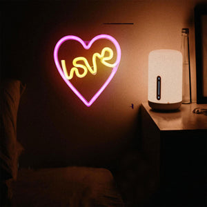 Aquarius Neon Love Heart Shape Colorful LED Night light For Art Decorative Room