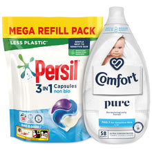 Load image into Gallery viewer, 1xEach Laundry Bundle:Persil NonBio Capsules 50W&amp; Comfort Fabric Conditioner 58W